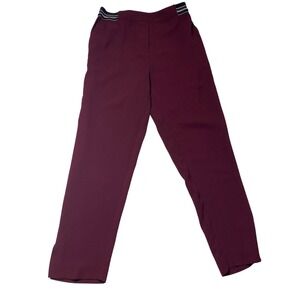 Anthropologie The Essential Pull‎ On Trousers Pants Women's XS Burgundy pull on